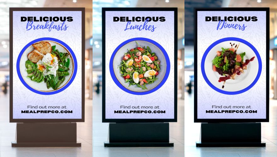 Dynamic display for business showcasing digital restaurant menu boards