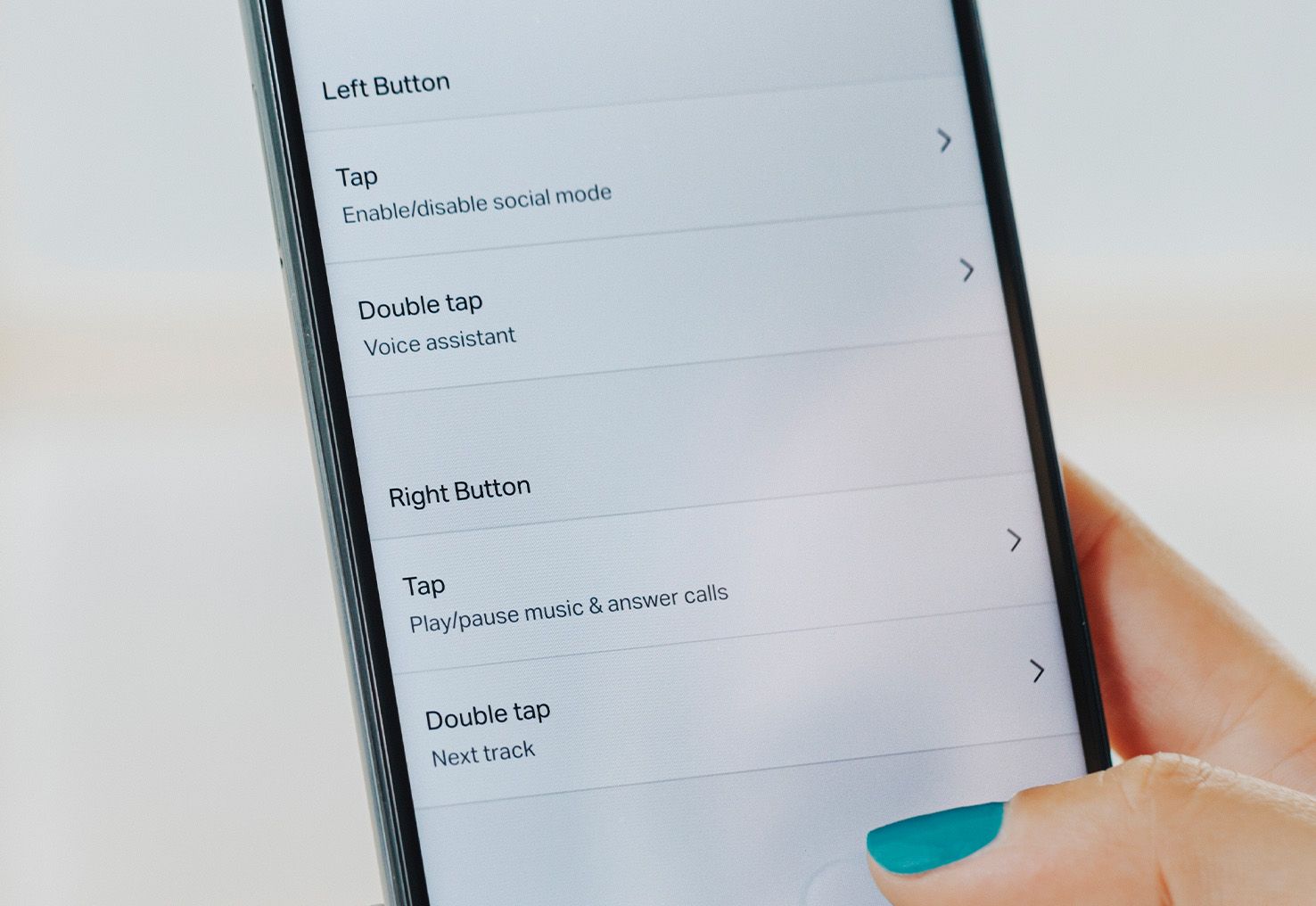 Close-up of customizing touch buttons app screen