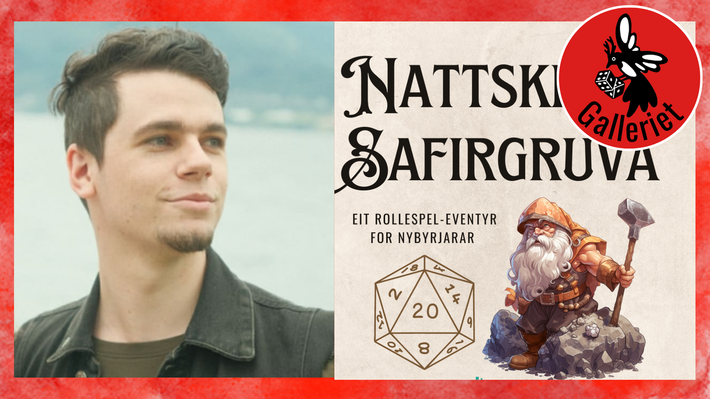 Bilde av Markus og ein illustrasjon frå av ein dwarf med ei slegge i hendene.