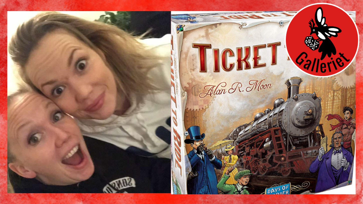 Bilde av Stine og Maria, samt spelet Ticket To Ride