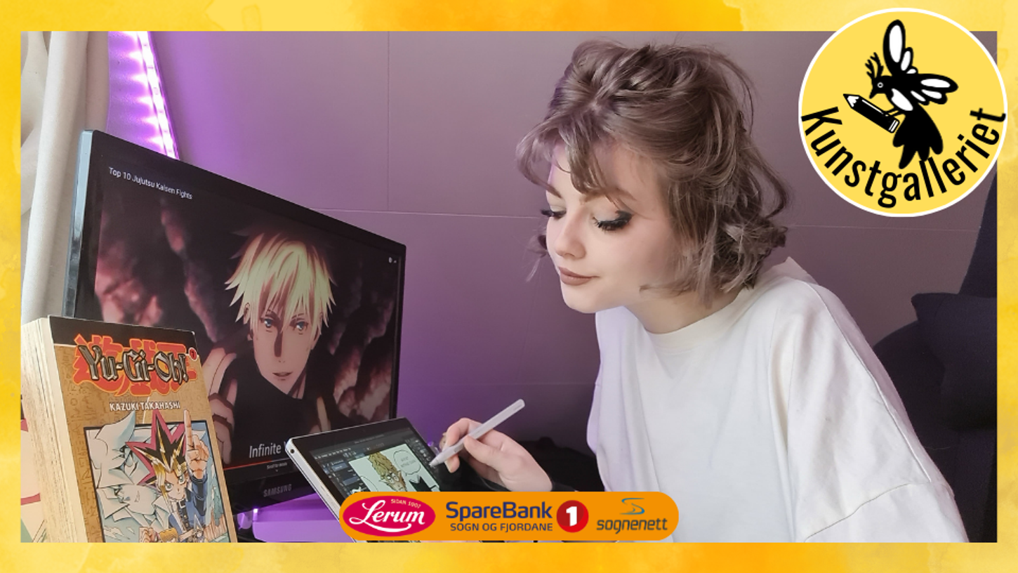 Bilde av Helen Kaldheim som sit og teiknar