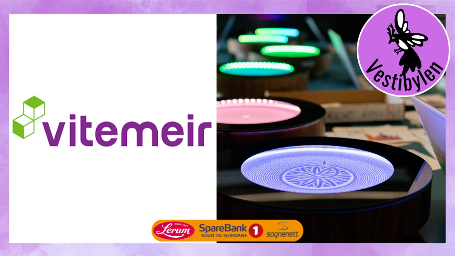 Bilde av ViteMEir logoen og eit Sisyphus sandbord.