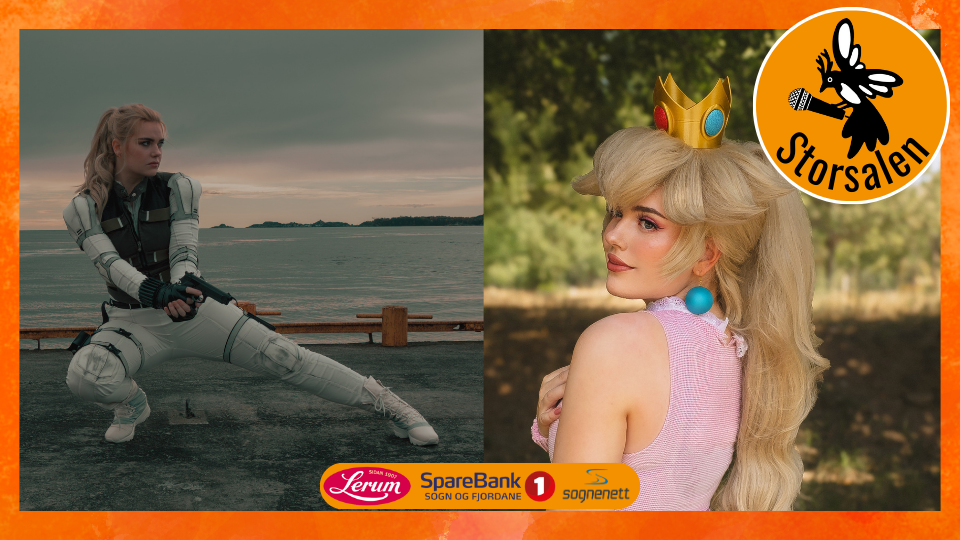 Bilder av Sophie Riis i cosplay som Yelena Belova, og som Princess Peach.