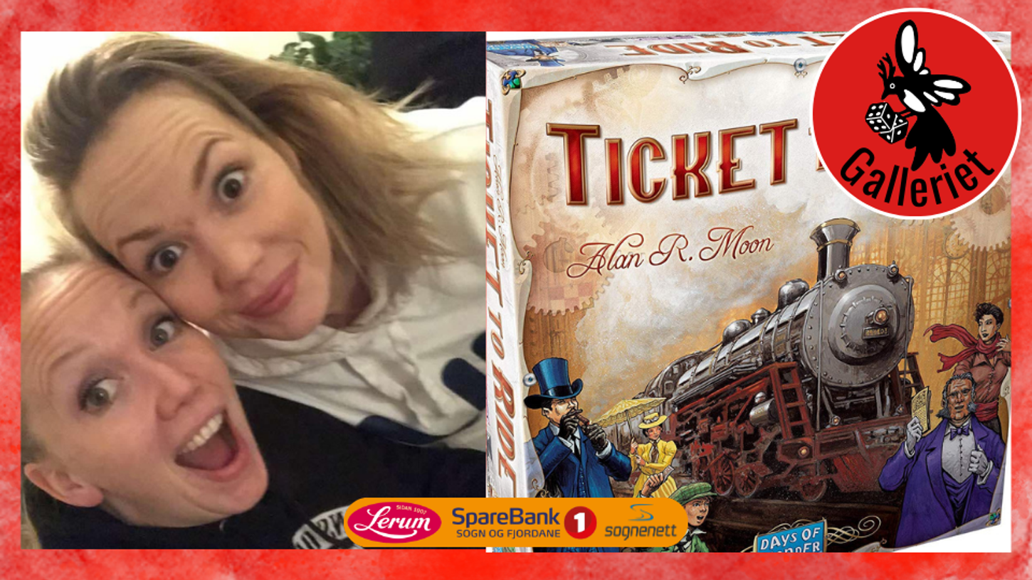 Bilde av Stine og Maria, samt spelet Ticket To Ride