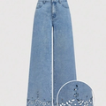 Wide-Leg Embroidered Jeans 