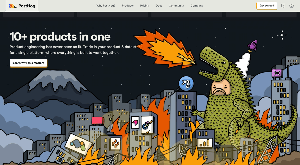 PostHog homepage