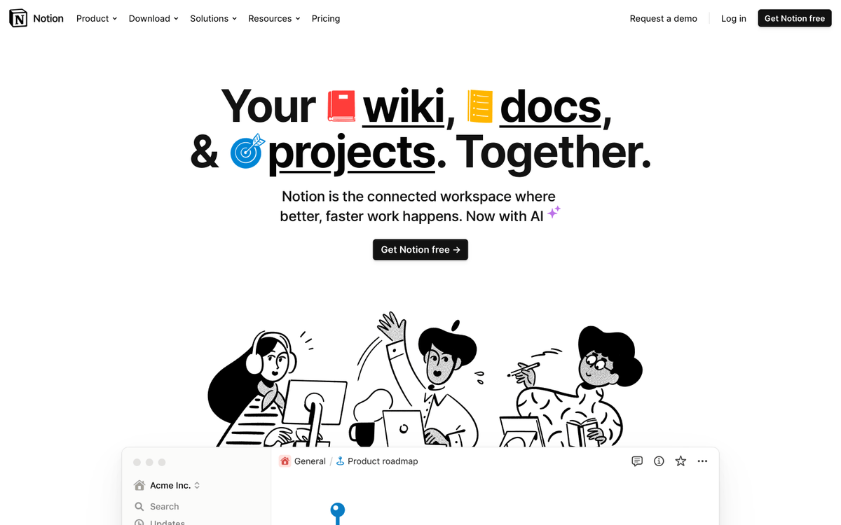 Notion homepage