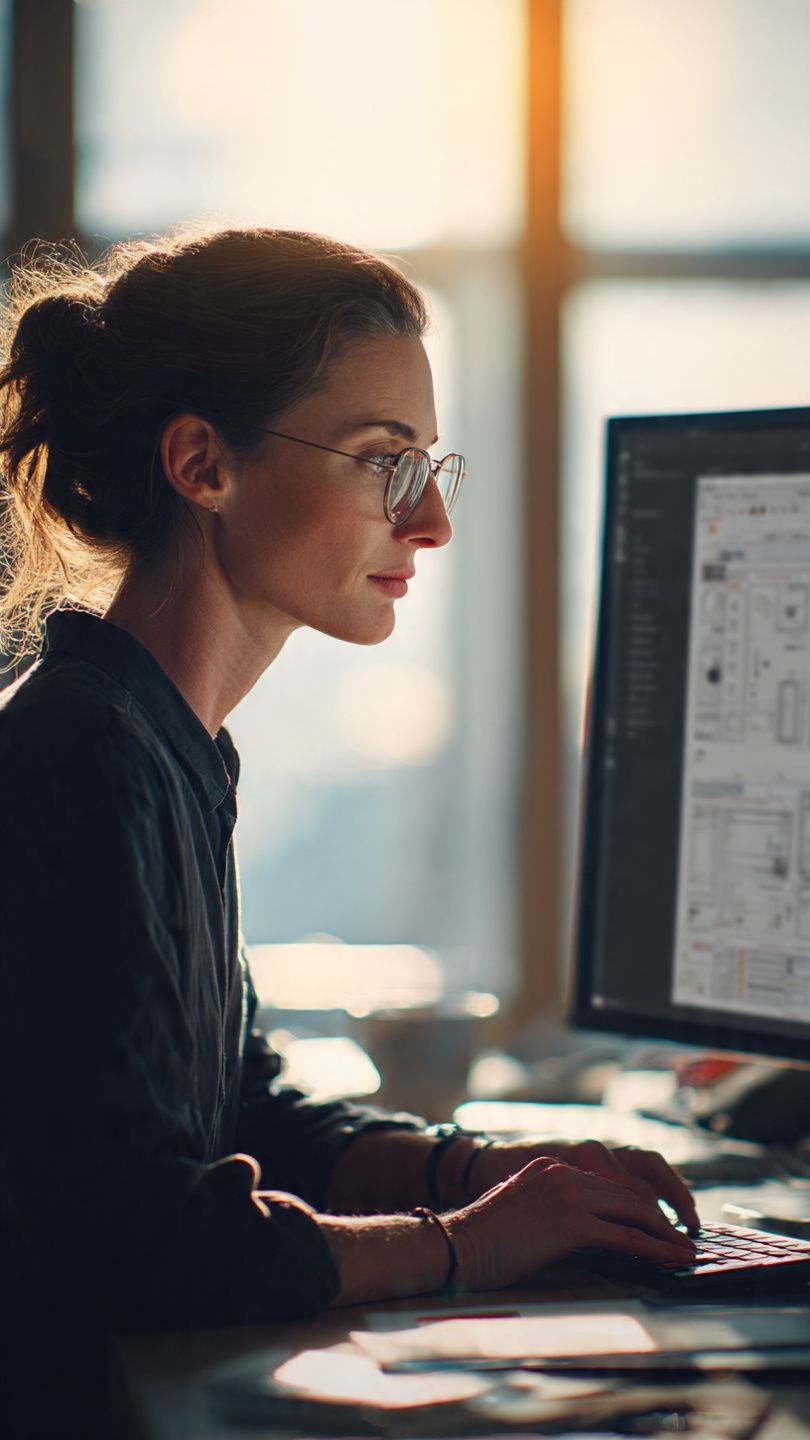 Developer reviewing content architecture audit on a monitor