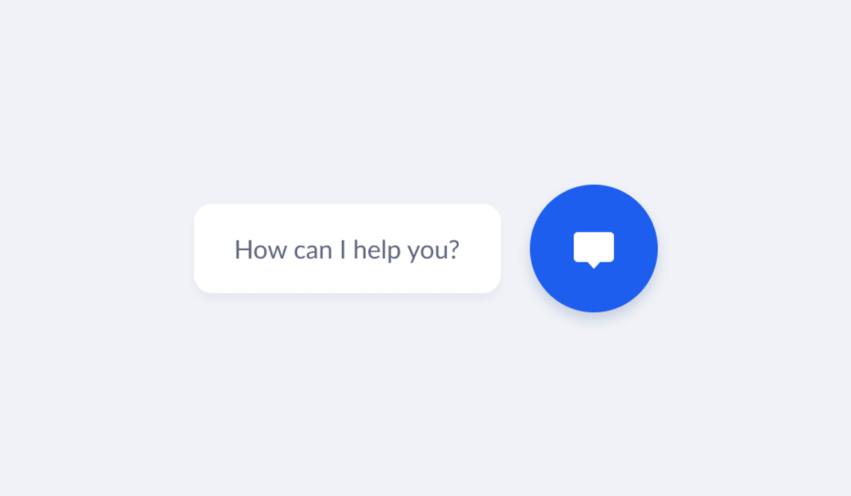 A website chat launcher whose opening message is the vague "How can I help you?", beside the blue speech-bubble button