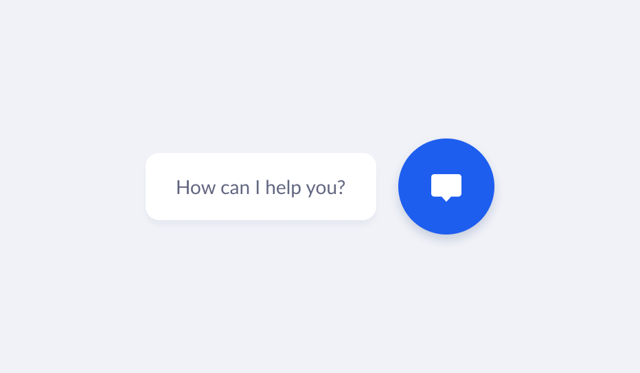 A website chat launcher whose opening message is the vague "How can I help you?", beside the blue speech-bubble button