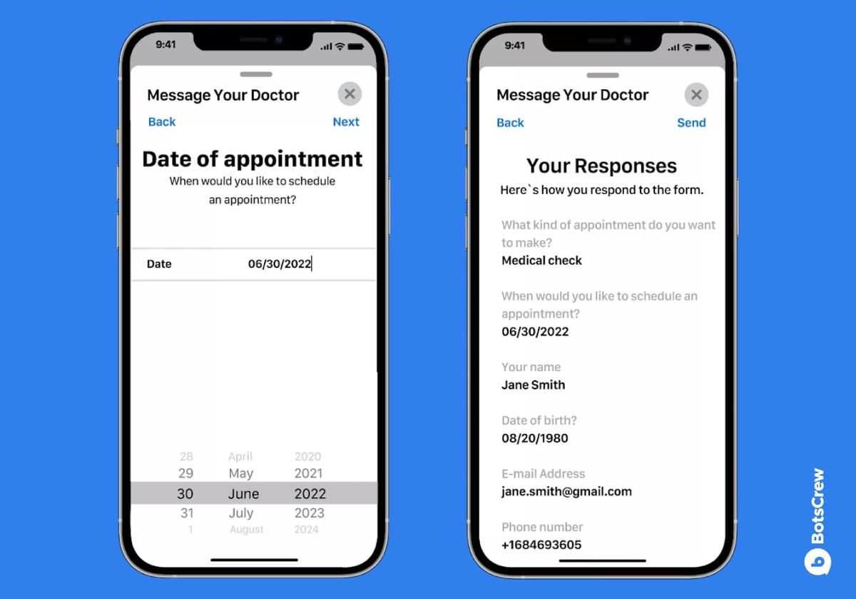 Apple Business Messages appointment scheduling example
