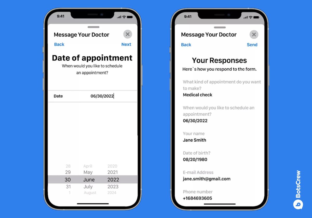 Apple Business Messages appointment scheduling example