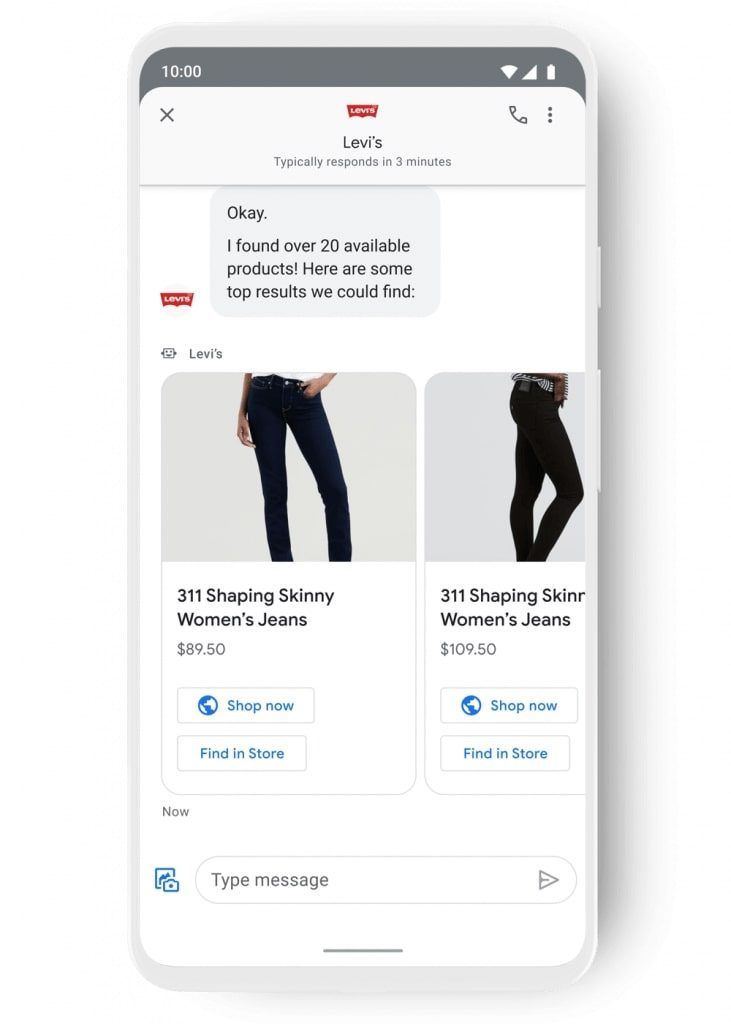 Google Business Chat example