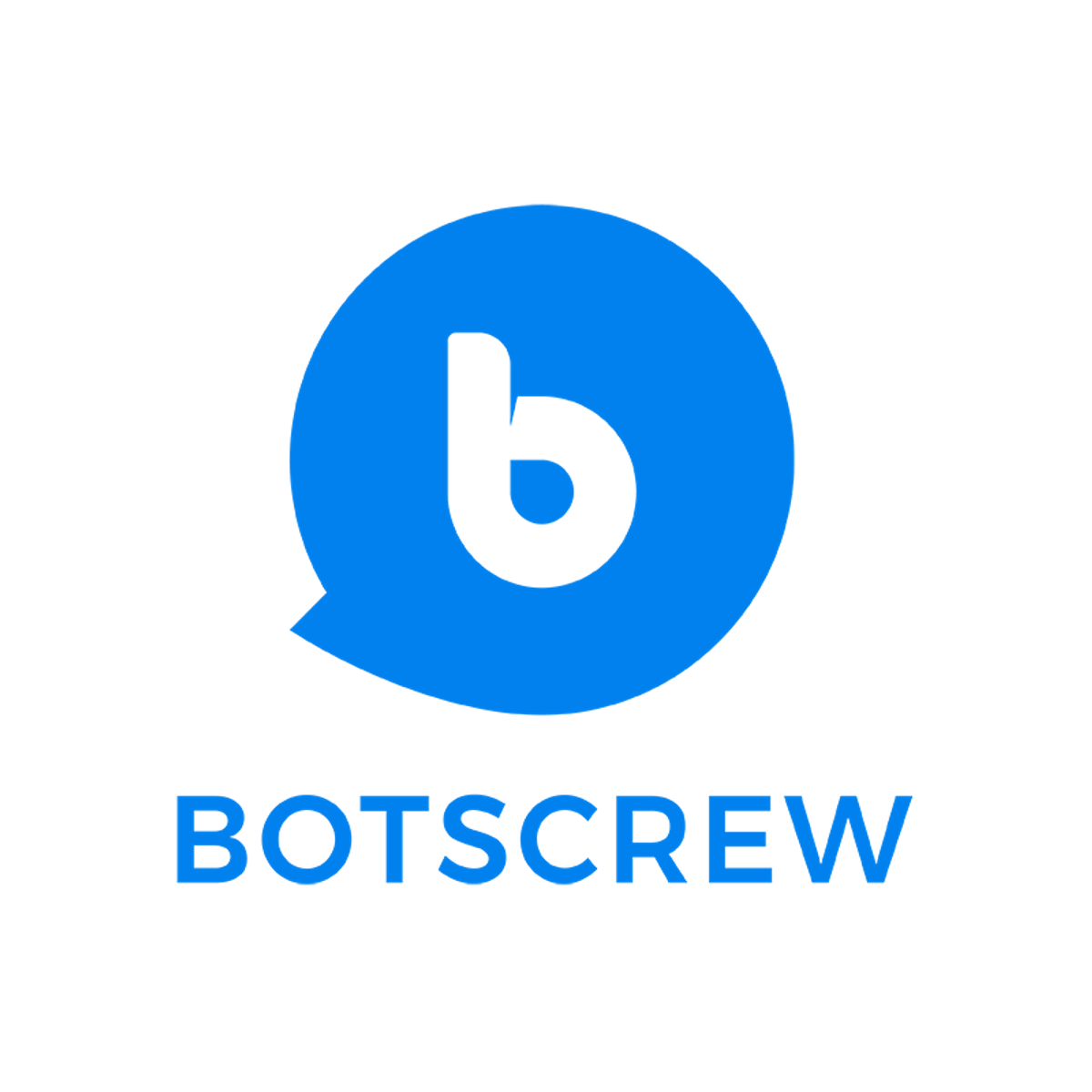 The BotsCrew logo: a white chat-bubble mark in a blue rounded square above the BotsCrew wordmark