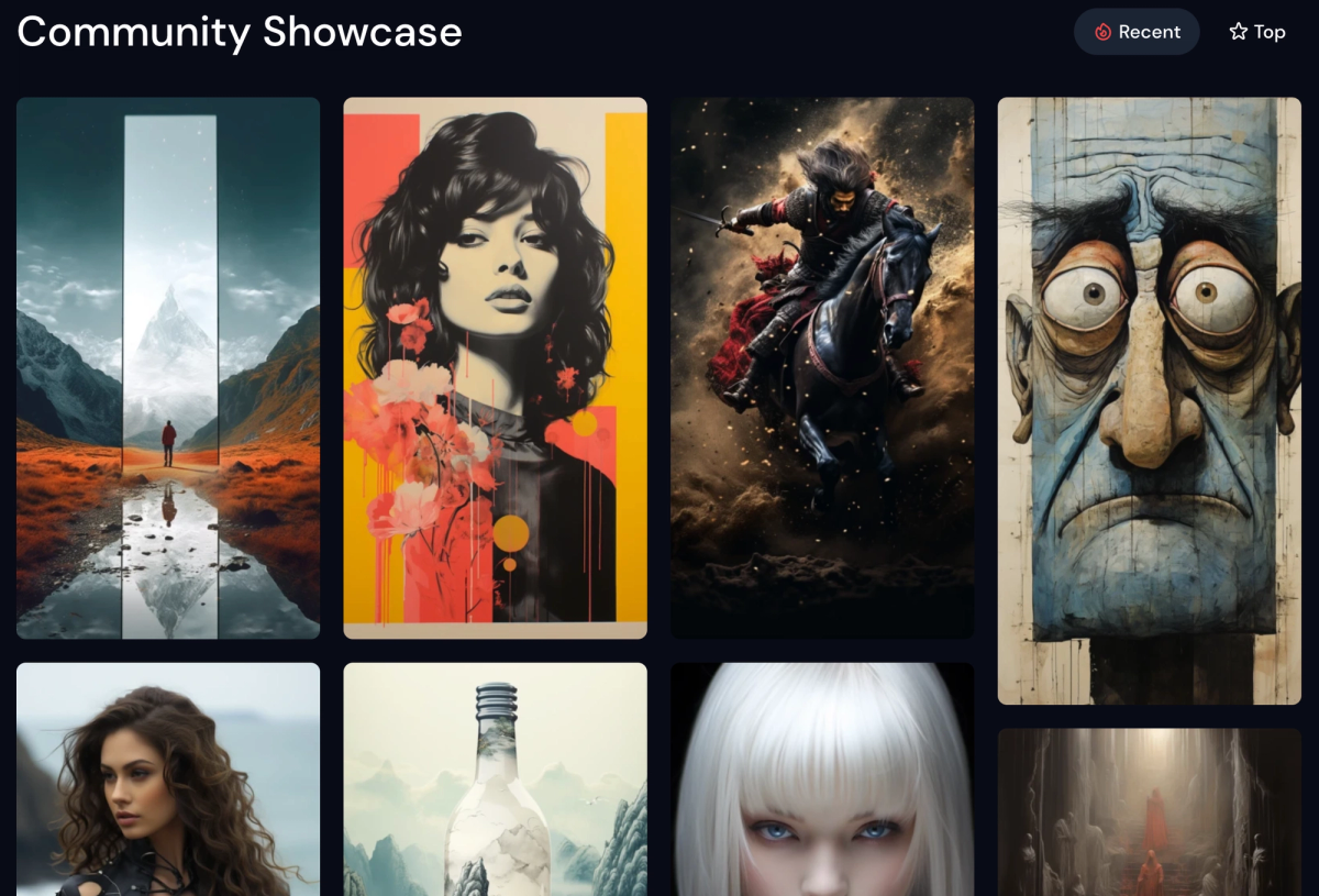 A grid of images generated with Midjourney
