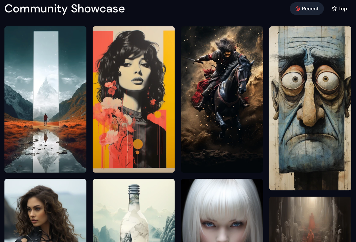 A grid of images generated with Midjourney