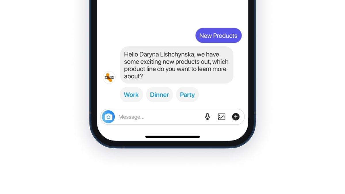 Quick Replies on Instagram: a chat thread where the bot offers tappable buttons under its message for the user to answer with