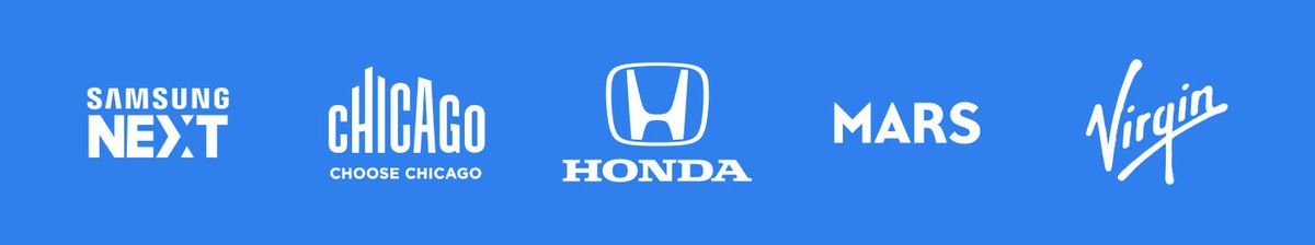 Logos of Samsung NEXT, Chicago, Honda, Mars, and Virgin, among BotsCrew's enterprise clients