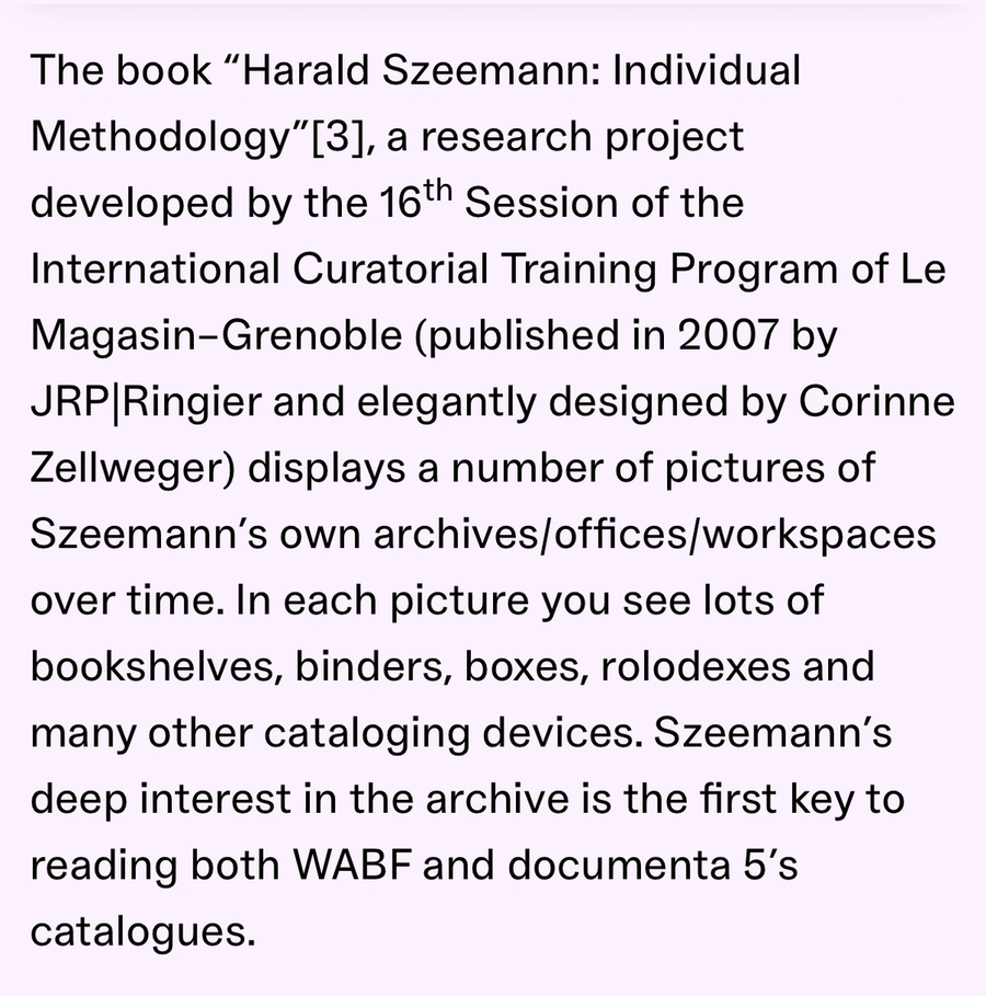Catalog and Archive: two Szeemann designs