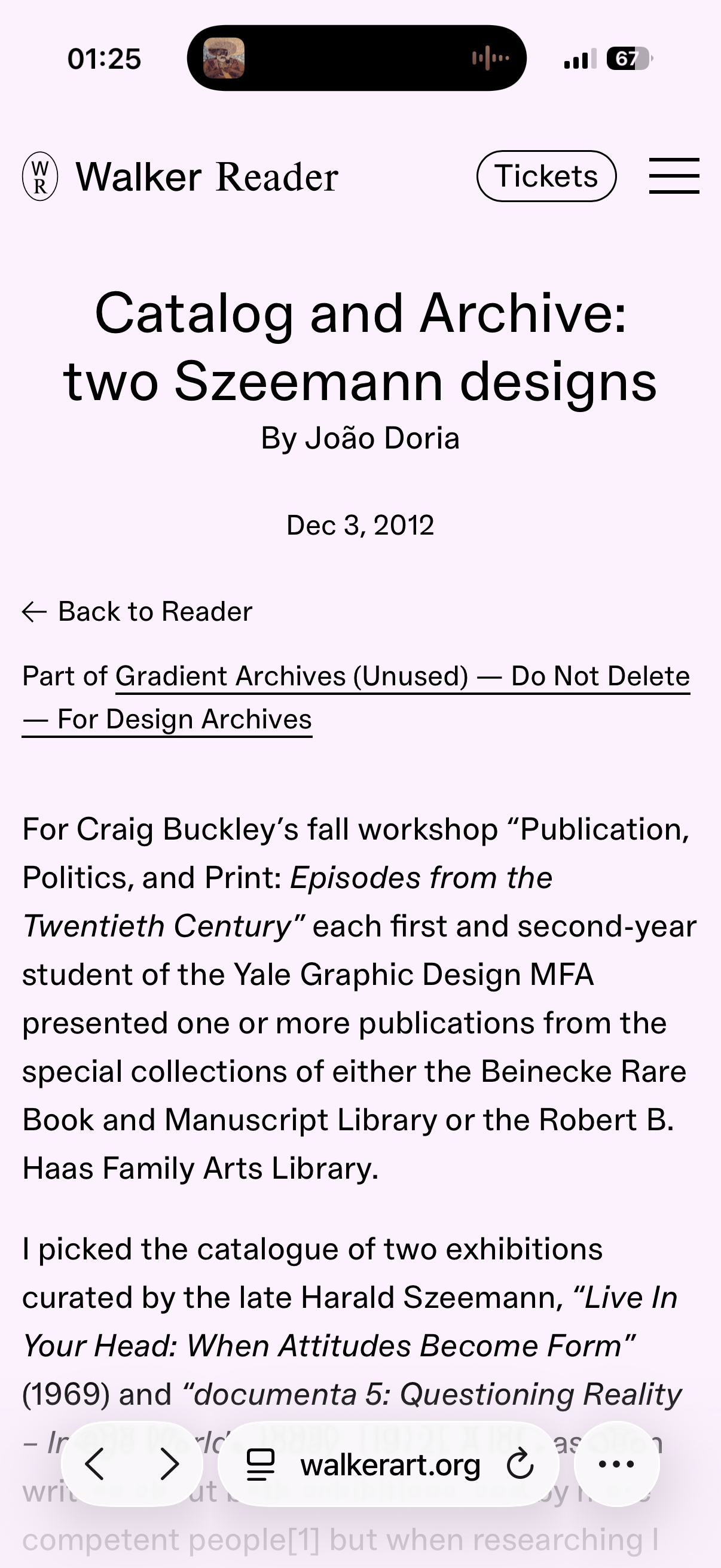 Catalog and Archive: two Szeemann designs