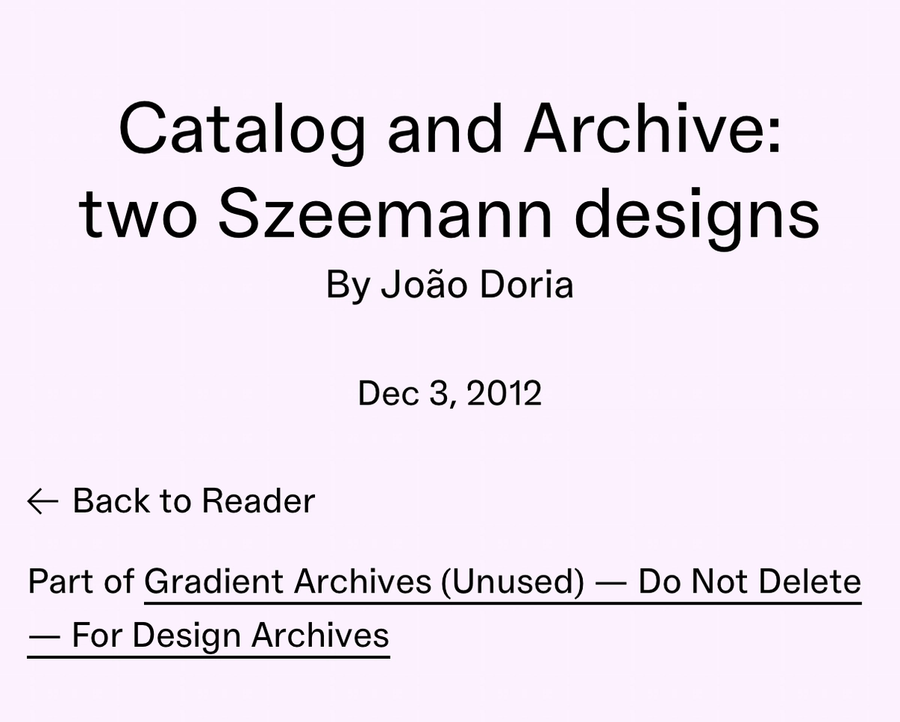 Catalog and Archive: two Szeemann designs