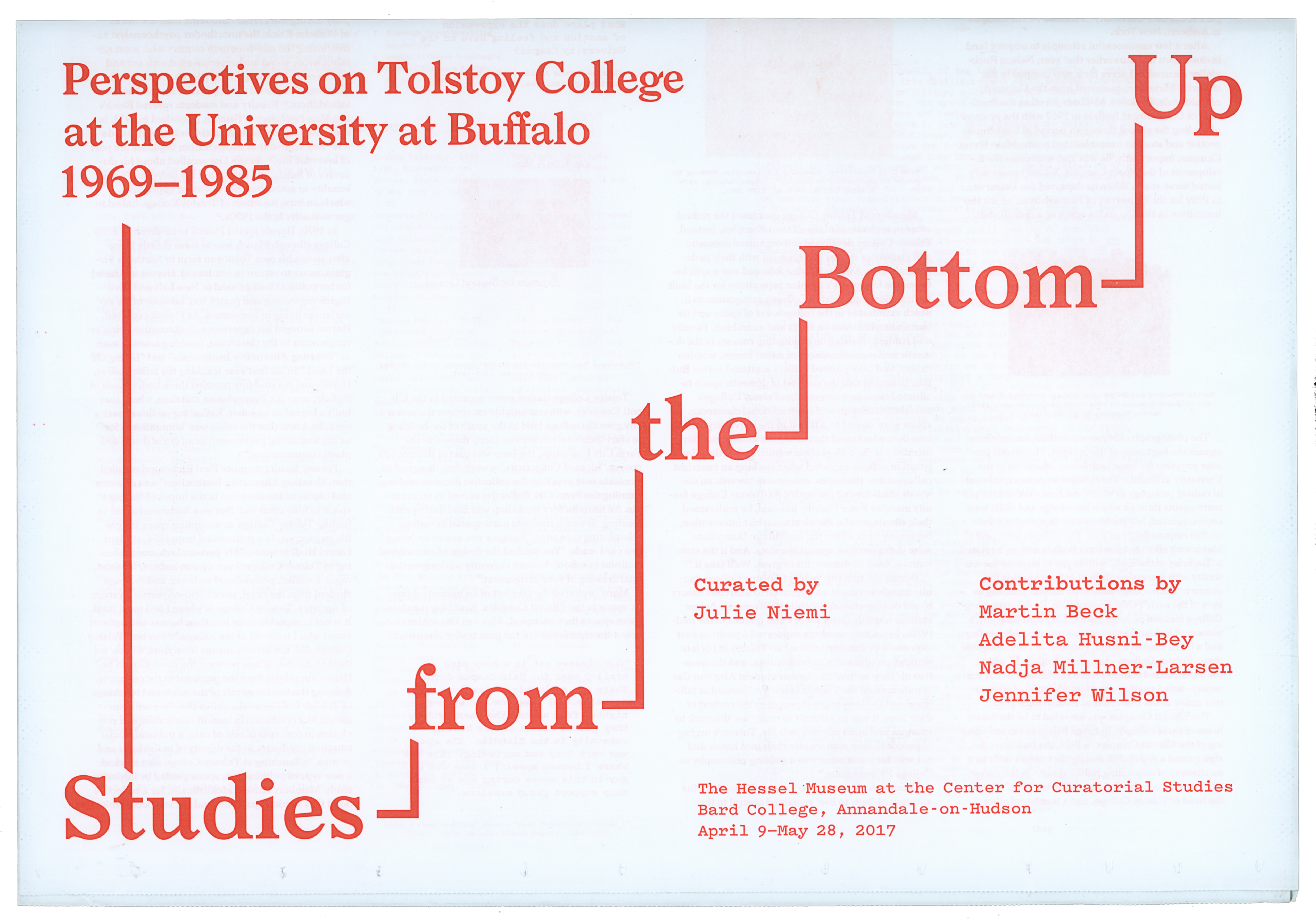 Studies from the Bottom Up: Perspectives on Tolstoy College at the University at Buffalo 1969–1985