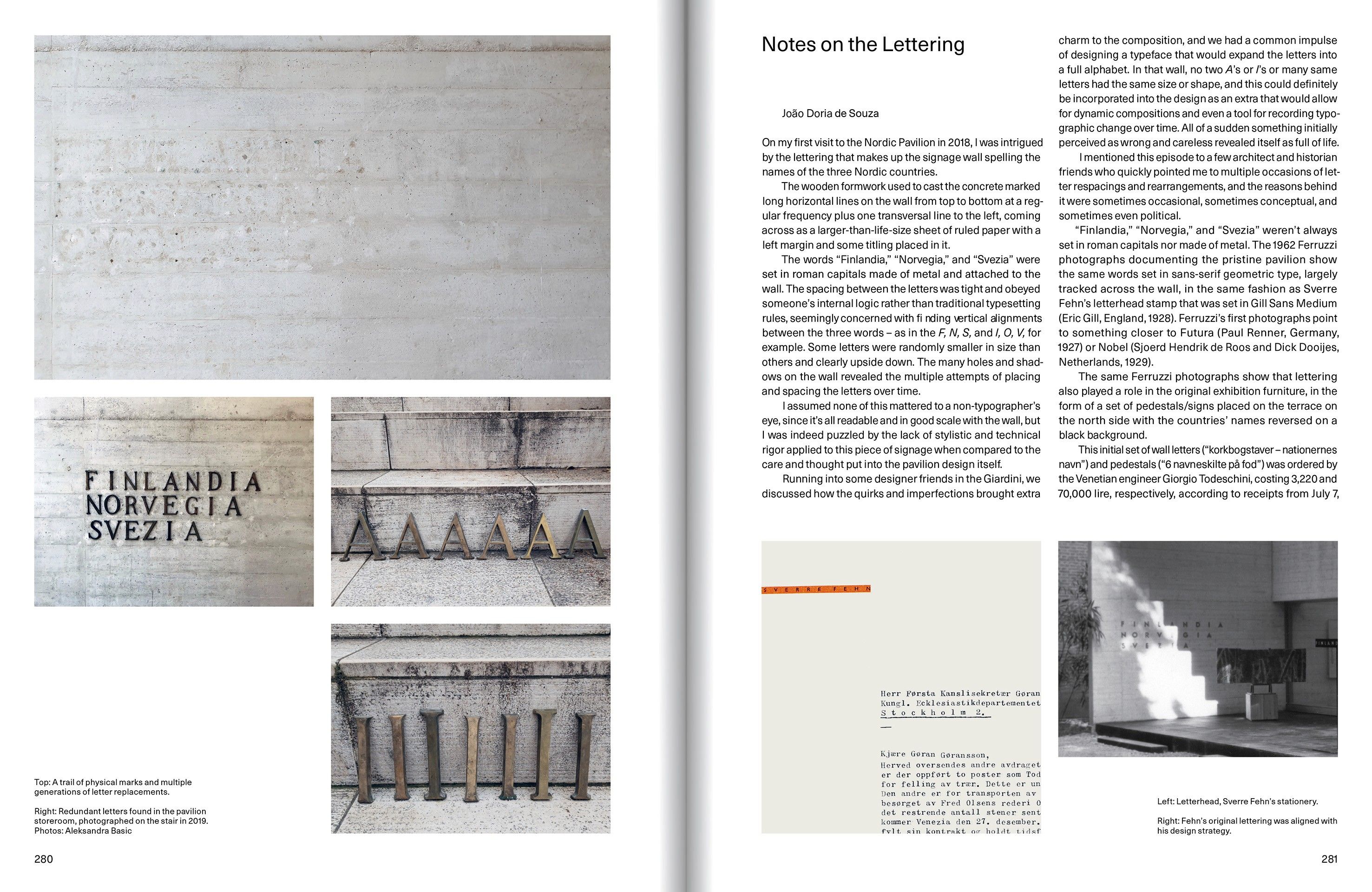 Spread view of "Notes on the Lettering" article