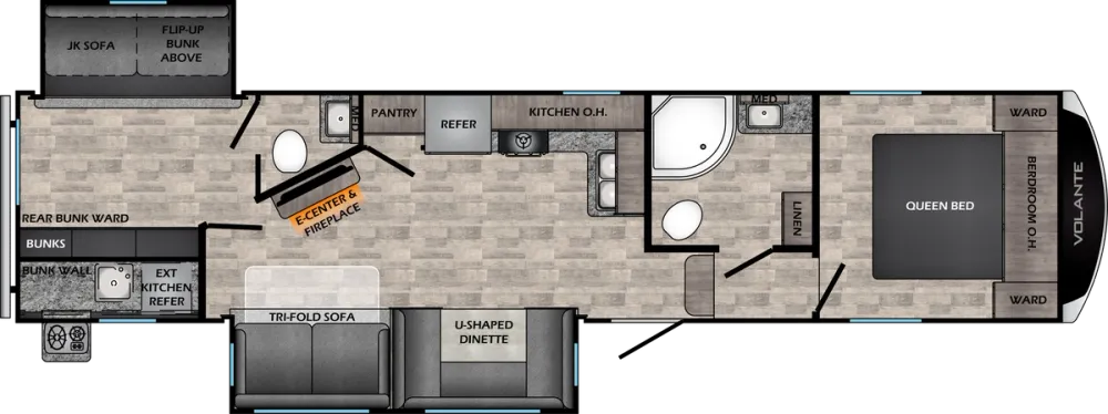 Floorplan of RV model VL329DB