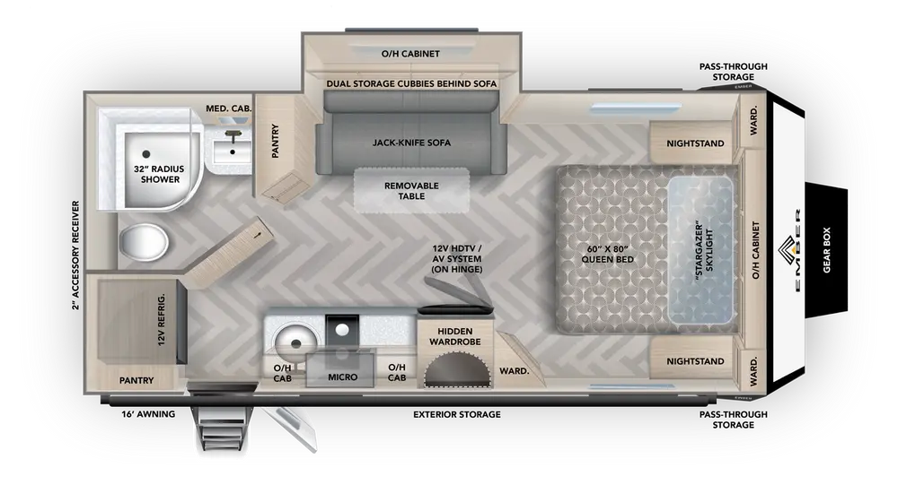 Floorplan of RV model 201FBQ