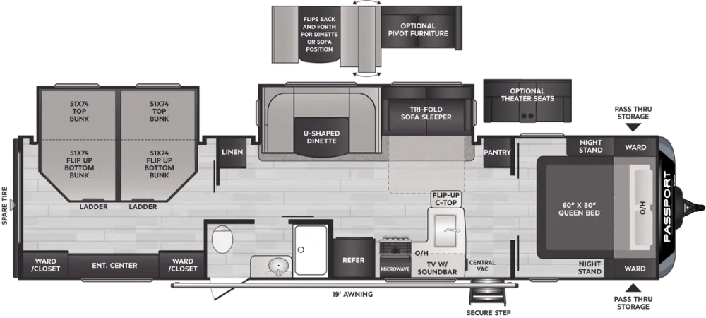 Floorplan of RV model 3401QD