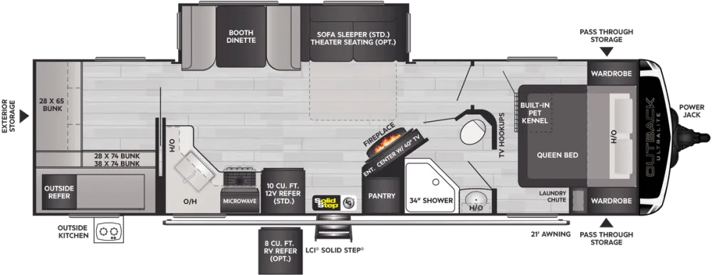 Floorplan of RV model 302UBH