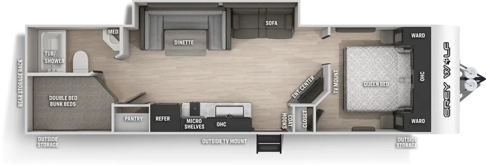 Floorplan of RV model 28DT