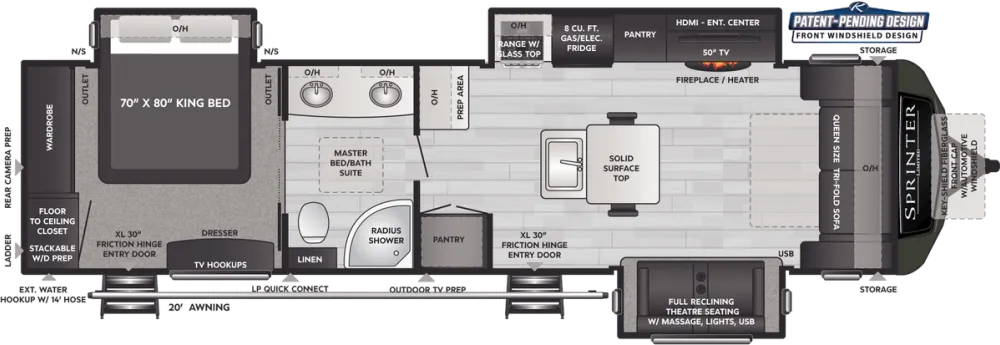 Floorplan of RV model 330KBS