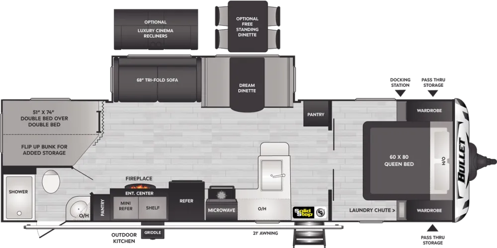 Floorplan of RV model 290BHS