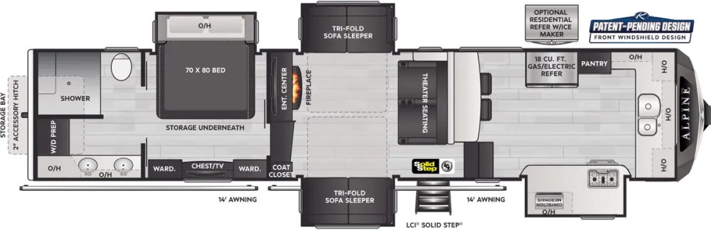 Floorplan of RV model 3790FK