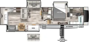 Floorplan of RV model 388RK2