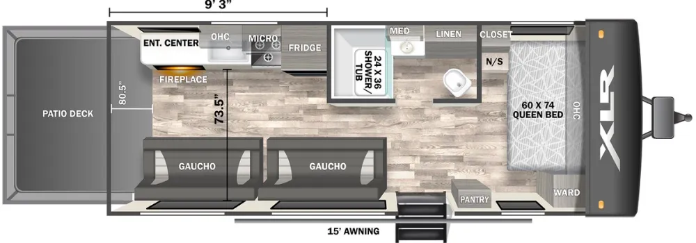 Floorplan of RV model 19XLRE