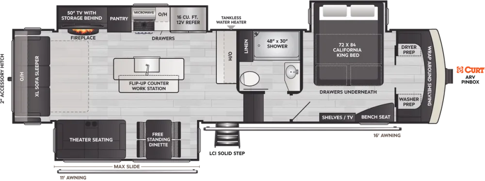 Floorplan of RV model 3260RL