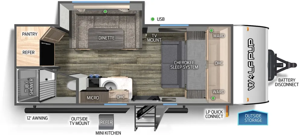 Floorplan of RV model 16PF