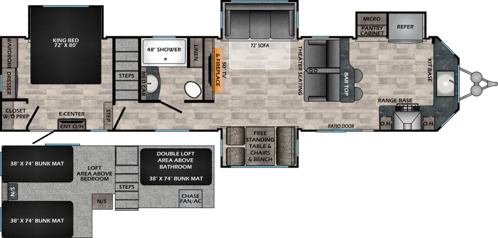 Floorplan of RV model HP388FKL