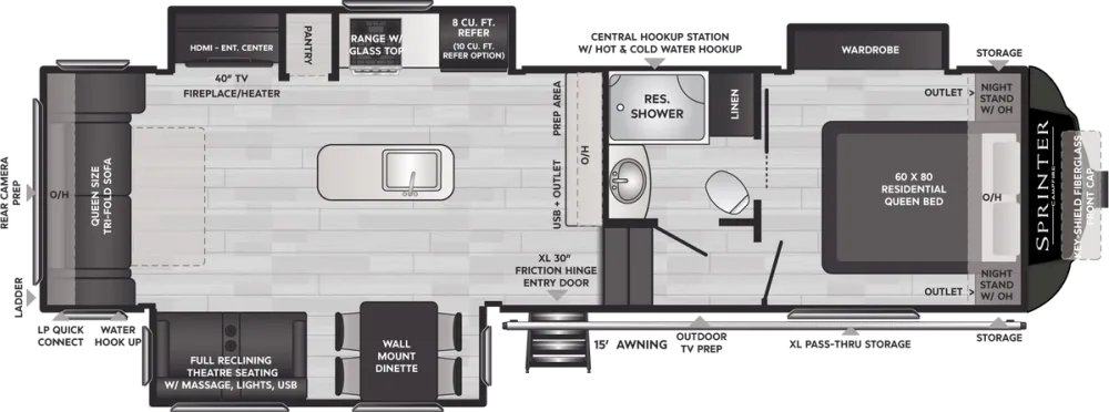 Floorplan of RV model 30RL