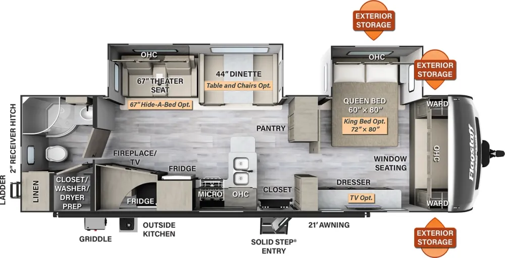 Floorplan of RV model 29RBS