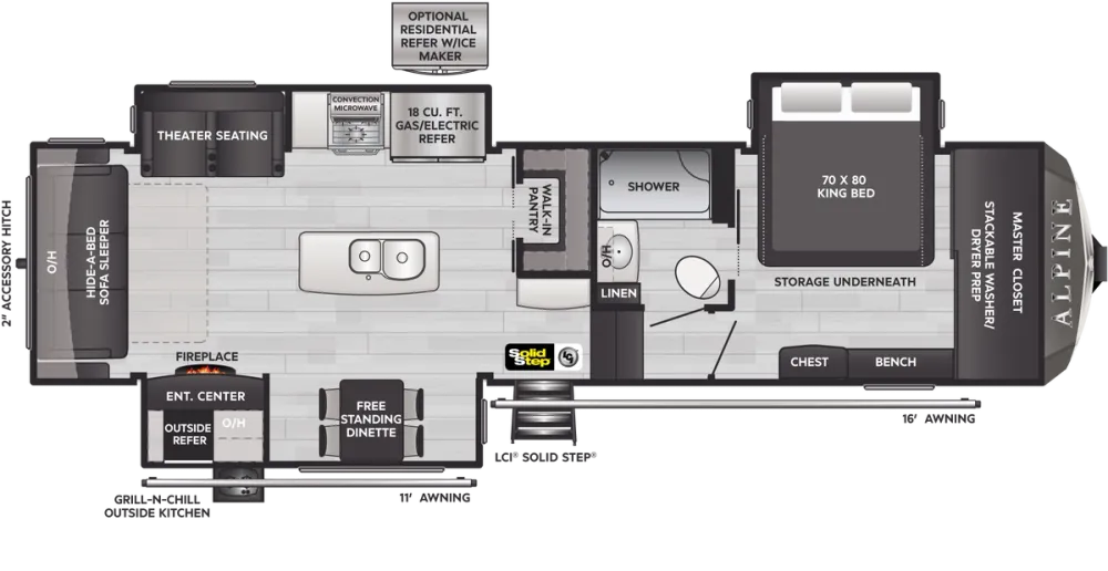 Floorplan of RV model 3102RL