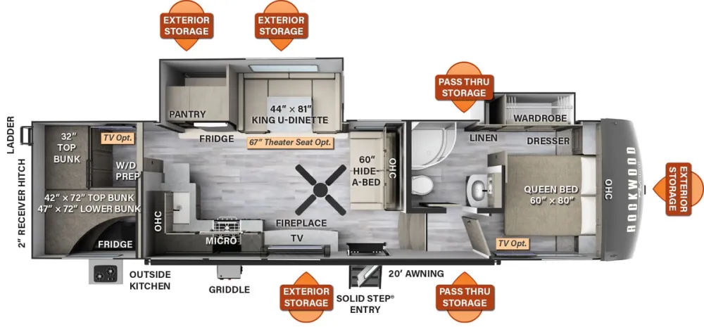 Floorplan of RV model 2891BH