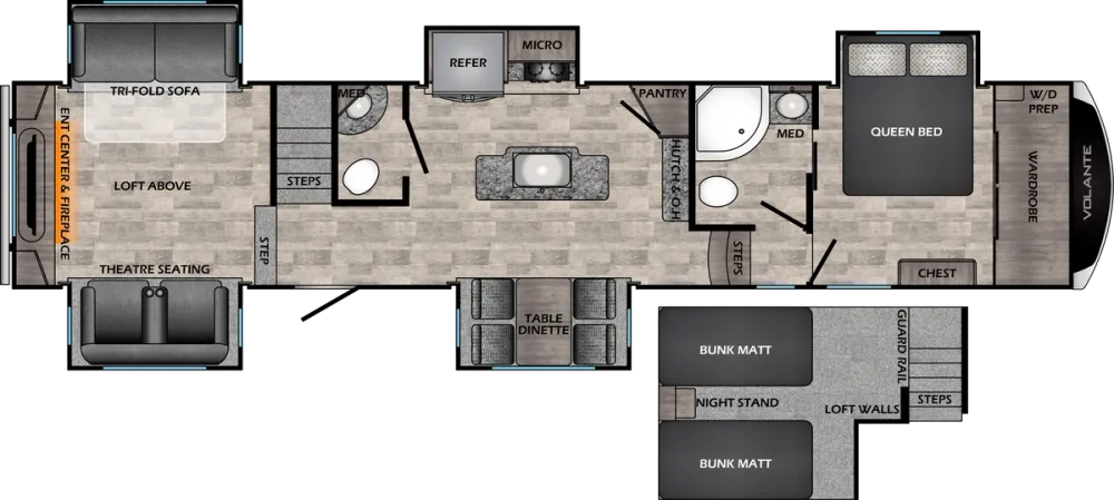 Floorplan of RV model VL3861BL