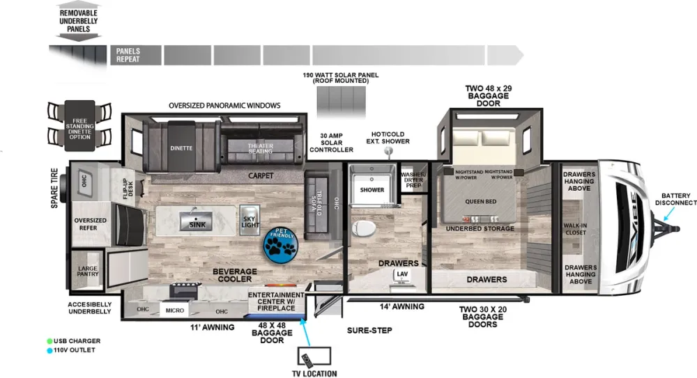 Floorplan of RV model 34XL