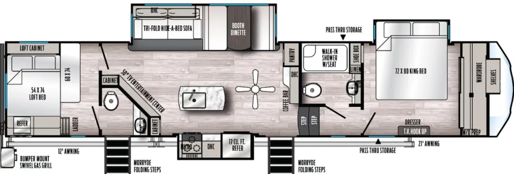 Floorplan of RV model 3550BH