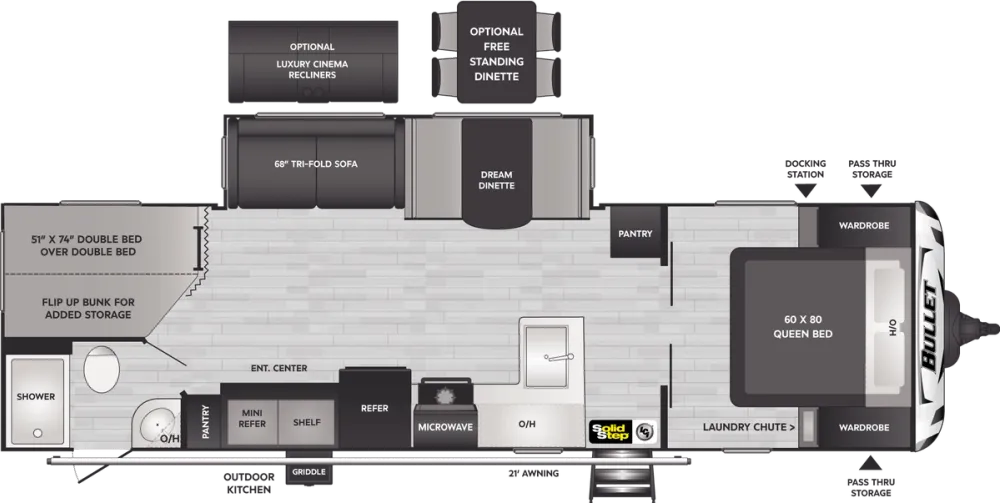 Floorplan of RV model 290BHSWE