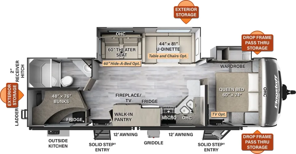 Floorplan of RV model 27BHWS