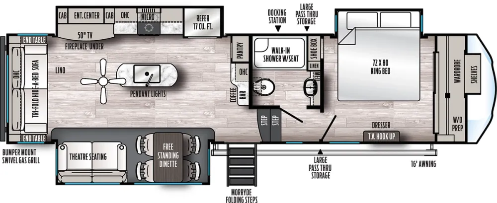 Floorplan of RV model 3370RLS